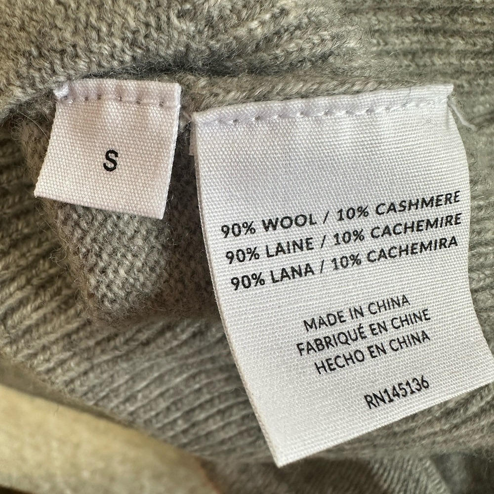 NAADAM Wool Cashmere High Low High Neck Hoodie Heather‎ Gray Women's Size Small - Picture 5 of 5